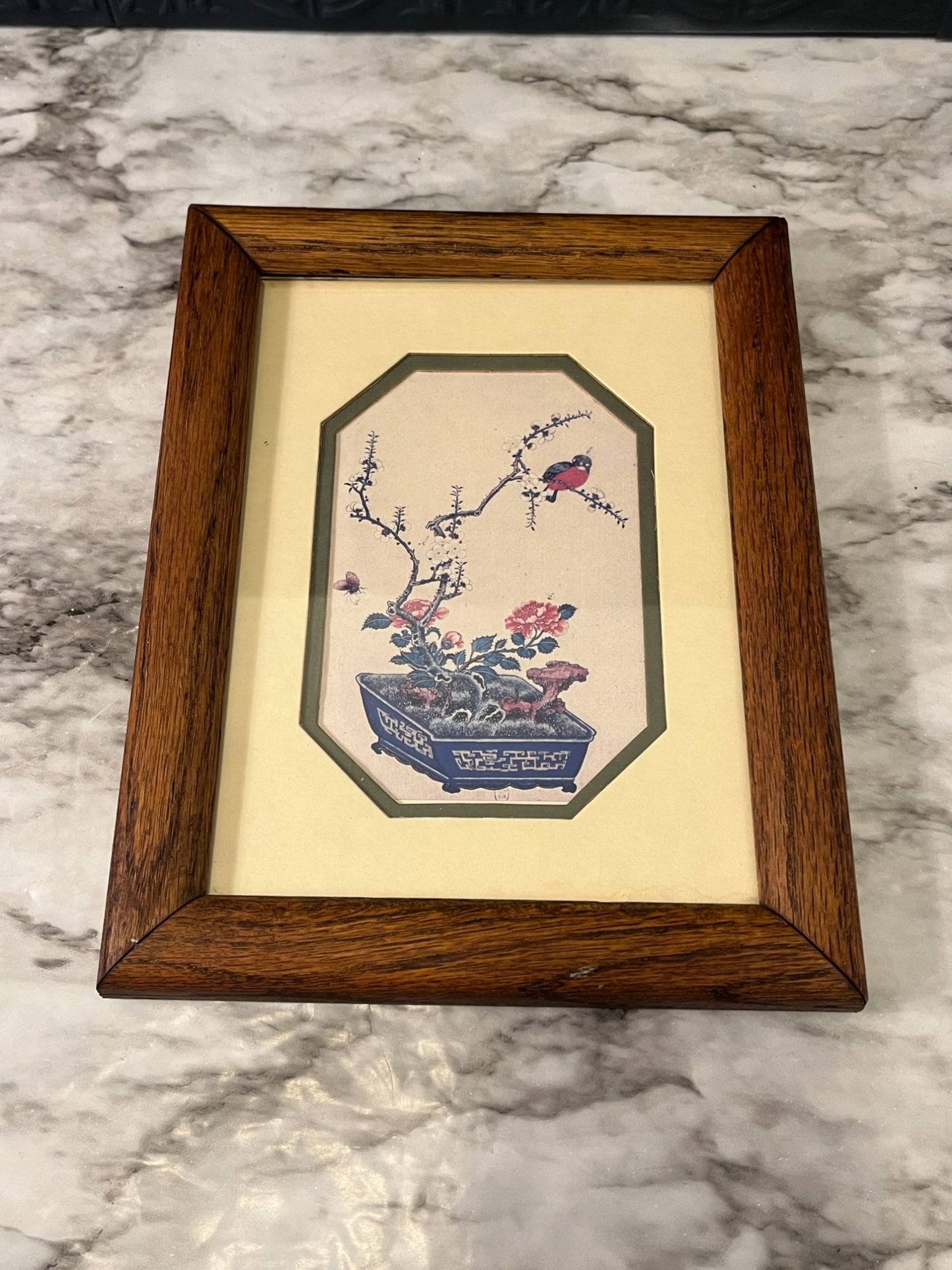 Asian Inspired Framed Print  square pot