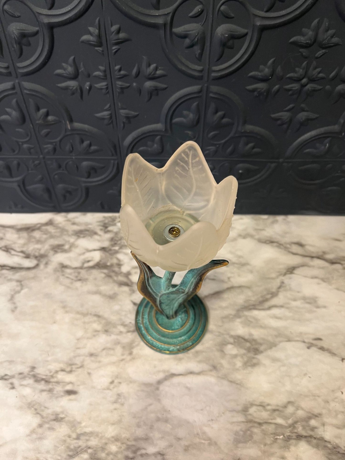 Teal Tulip Votive Holder