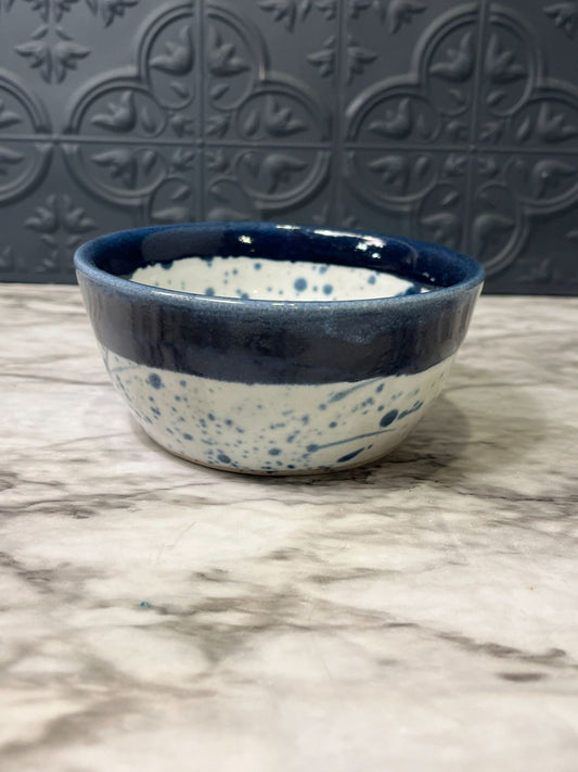 Blue and White Spotted Pottery  Bowl