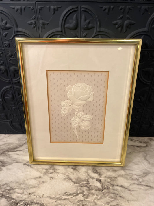 Cream Embossed Picture of Roses