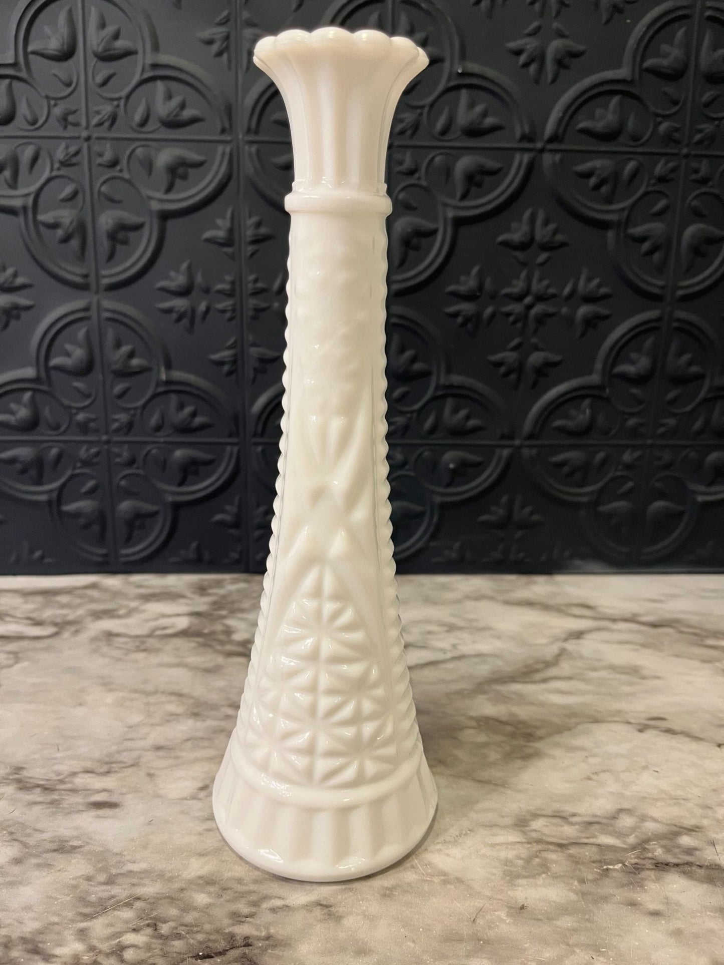 Milk Glass Vase Fluted