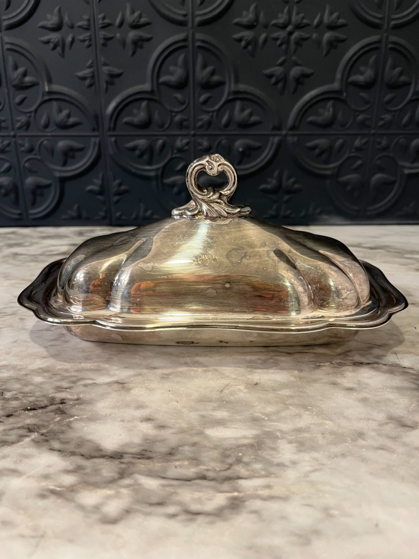 Silver Plate Butter Dish with Lid