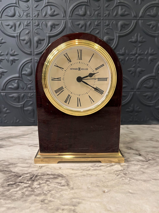 Howard Miller Wood and Brass Tabletop Clock