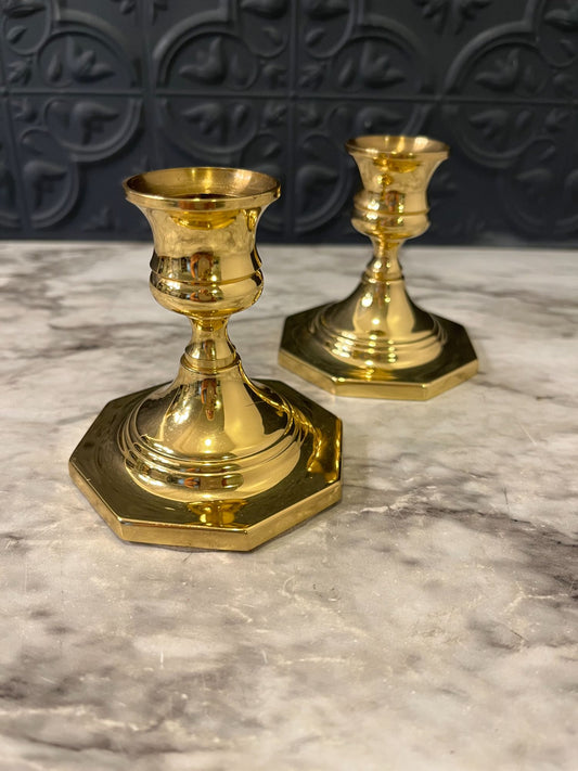 Baldwin brass candle holders -  short