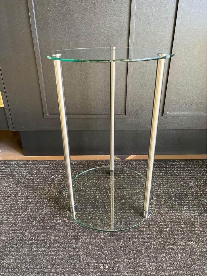 Round glass side table plant stand