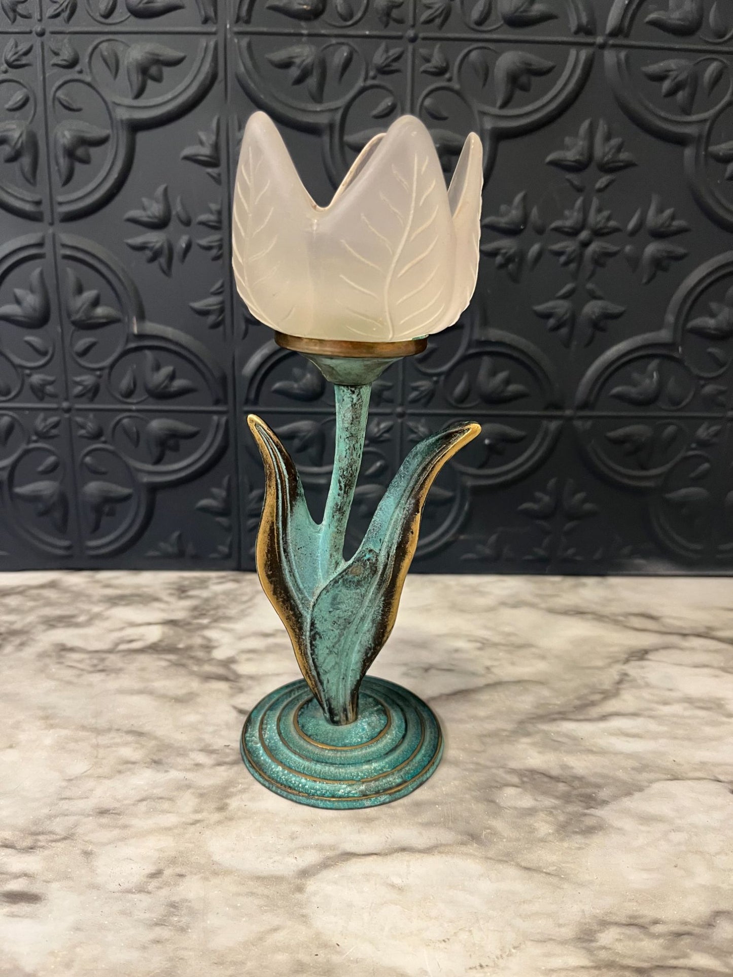 Teal Tulip Votive Holder