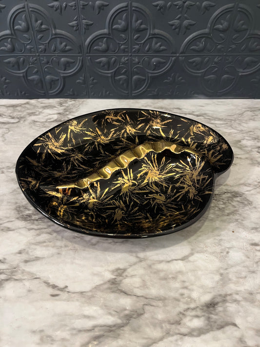 Black and Gold Atomic Ceramic  Ashtray