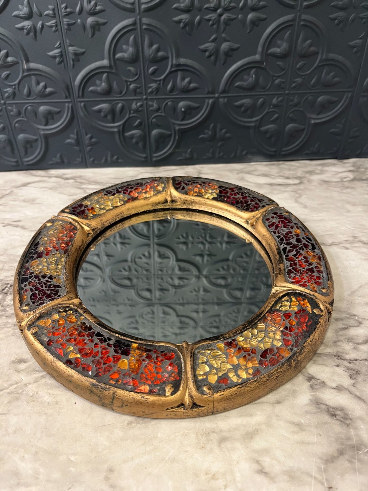 Round Glass Mosaic Mirror