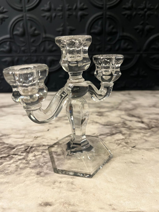 Small Glass Candleabra