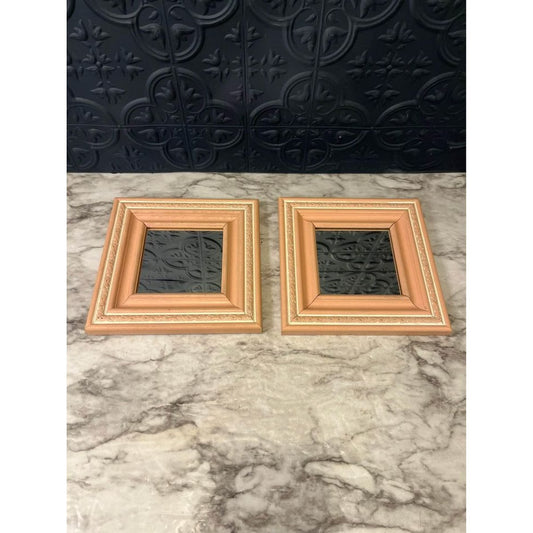 Pink square mirror set of 2