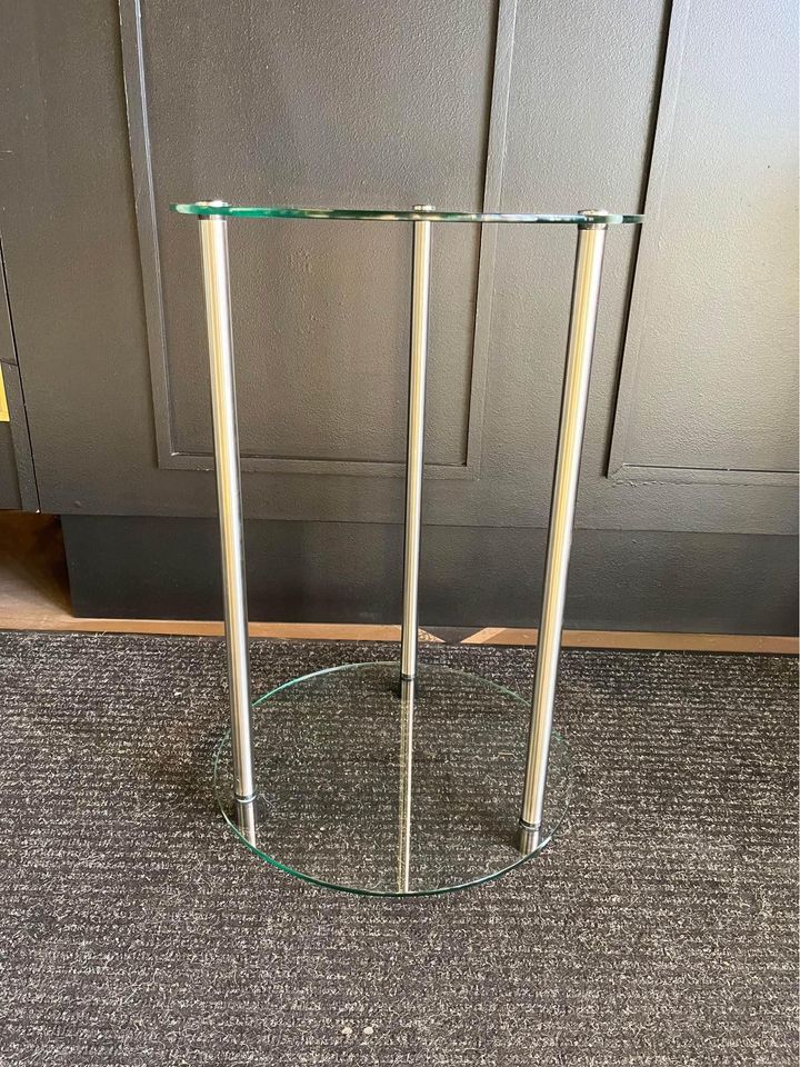 Round glass side table plant stand