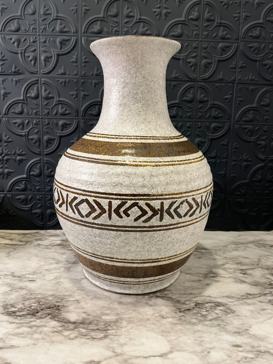 Large Cream Vase With Aztec Design