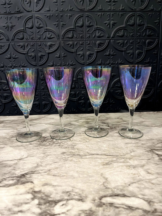 Iridescent Glass Goblets Set of 4