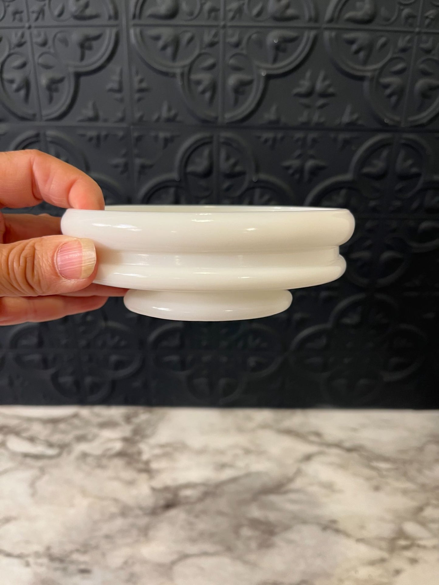 Avon Milk Glass Soap holder  with Flowers