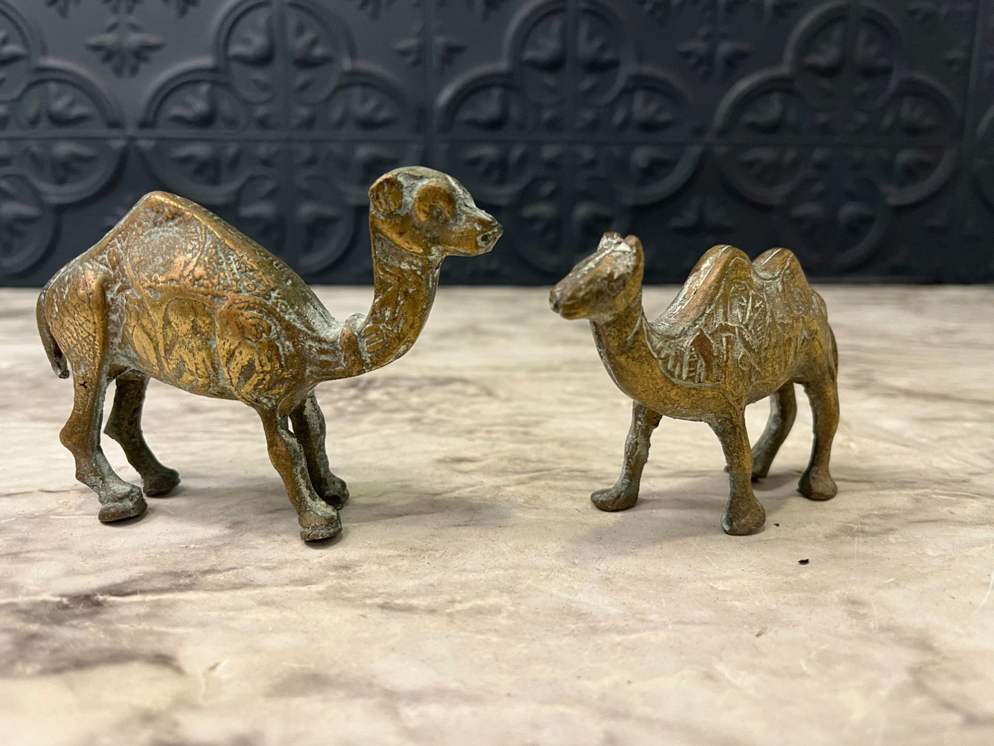 Mini brass camels x2