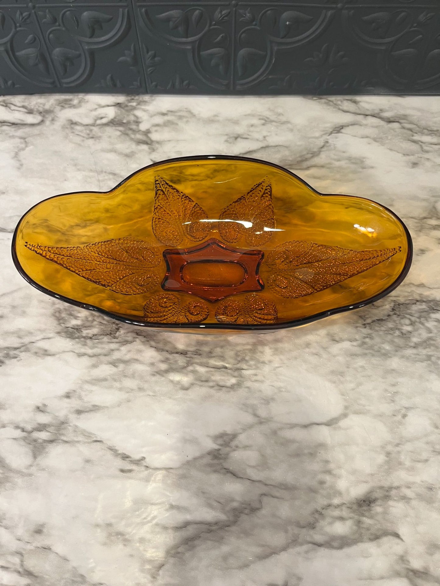 Amber Anchor Hocking Glass  Dish