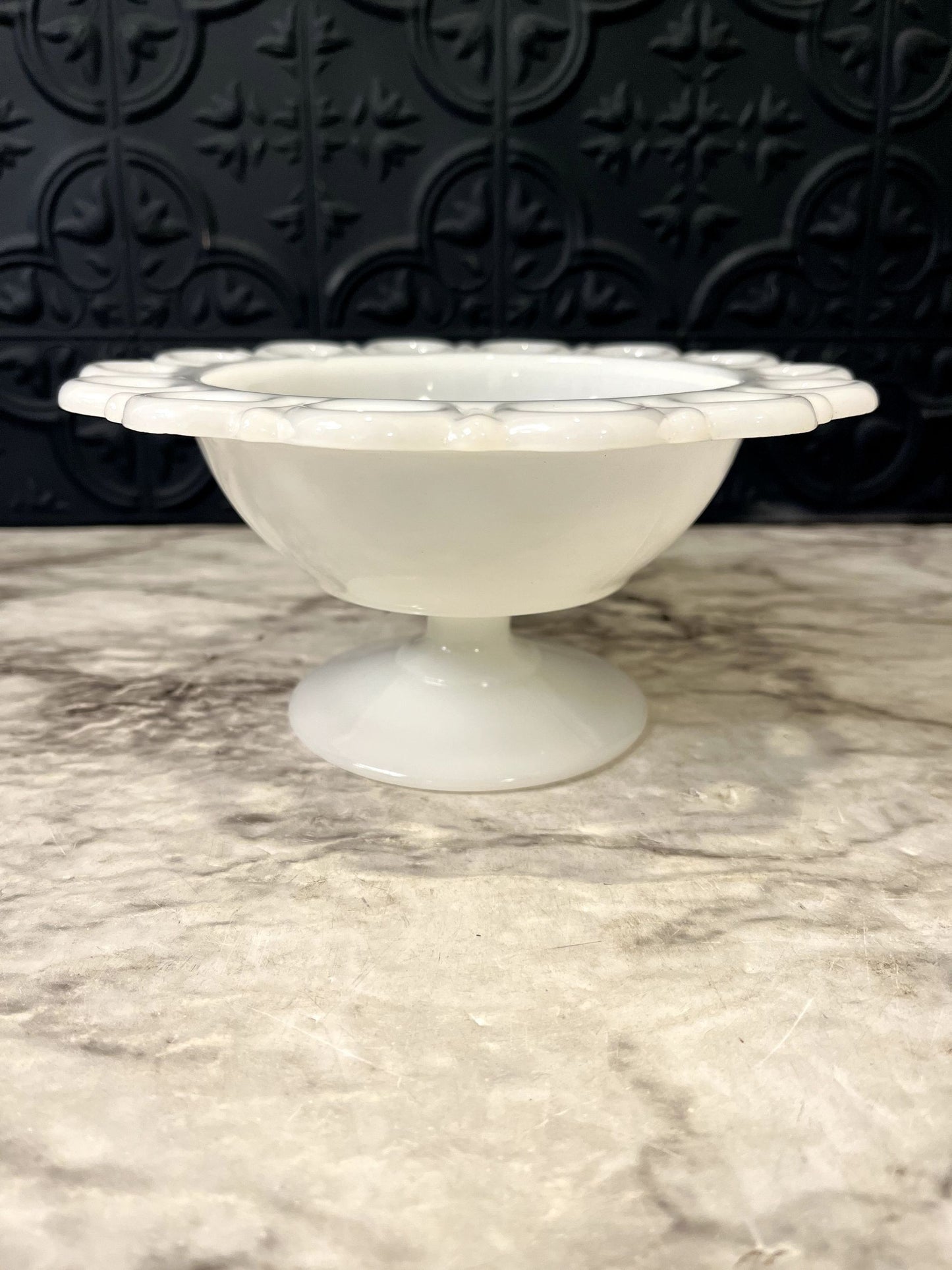 Milk Glass Lace Edge Bowl