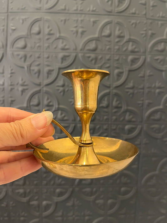 Small Brass Candle Holder with  Finger hole