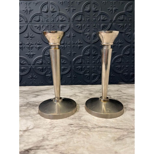 Silver Mod Candle Holders Set of 2