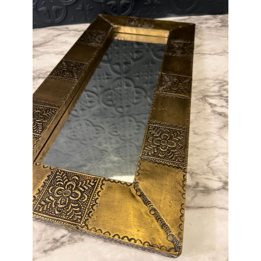 Etched Brass Rectangle Mirror