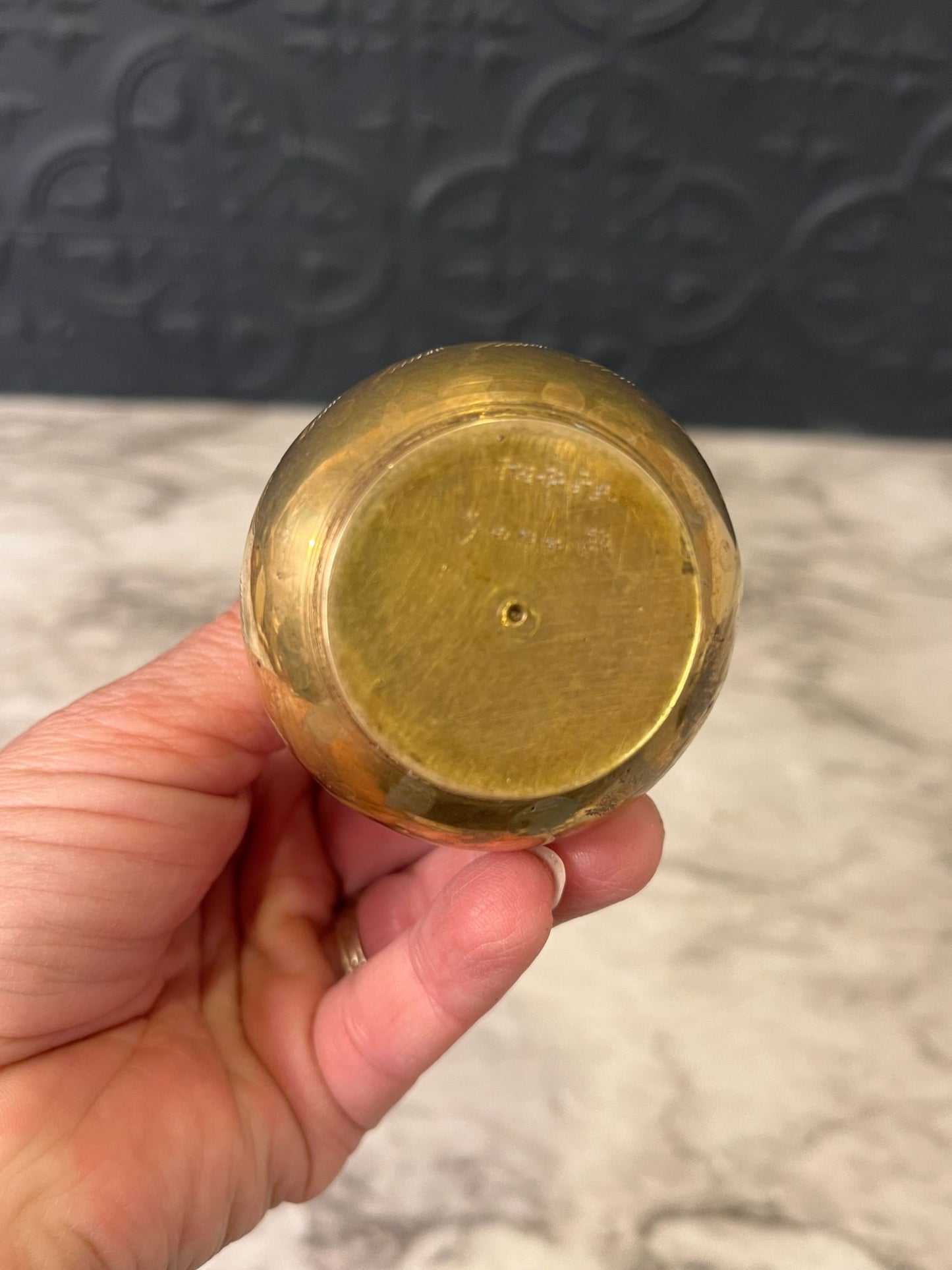 Small Brass Etched Vase