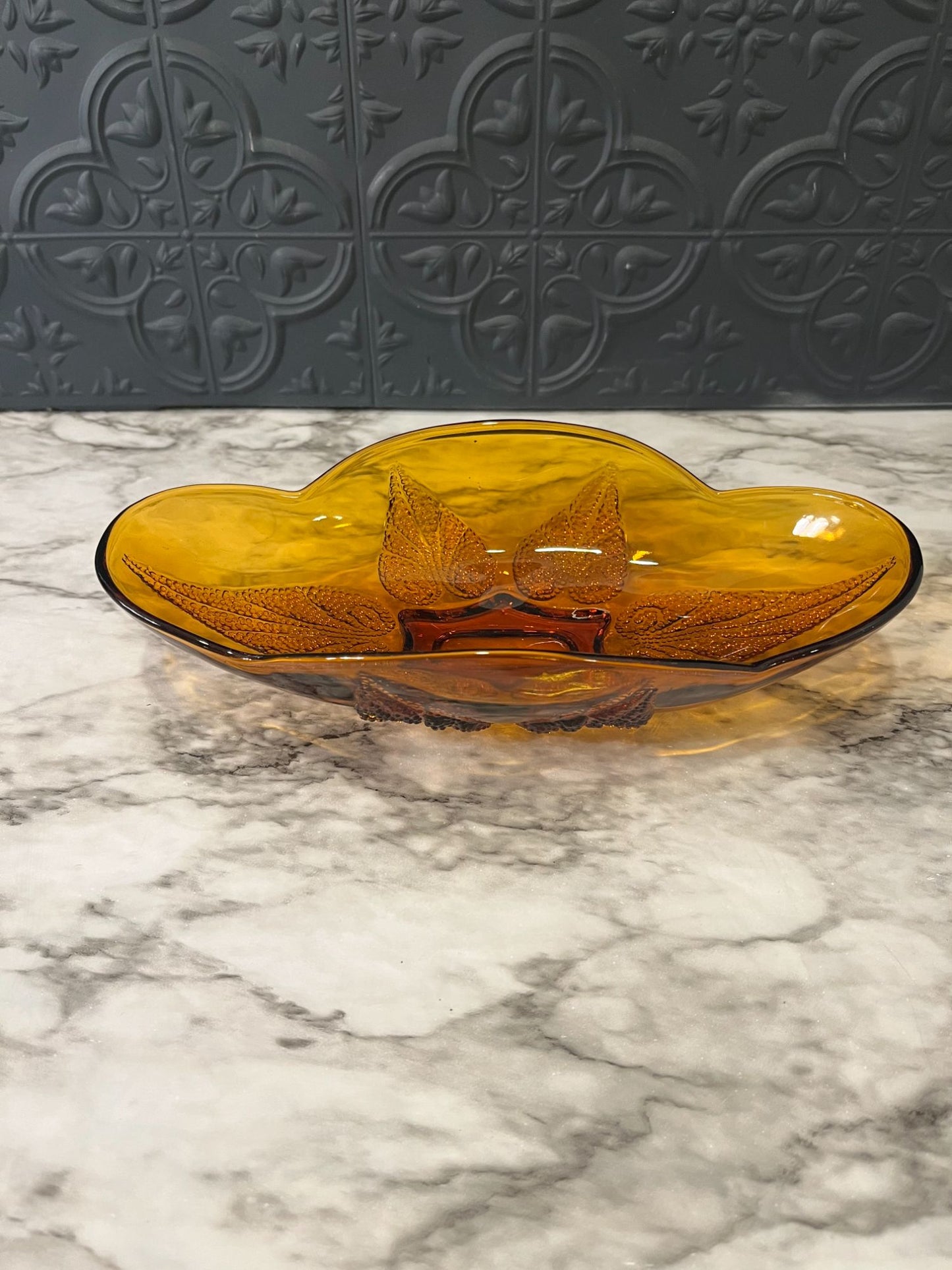 Amber Anchor Hocking Glass  Dish