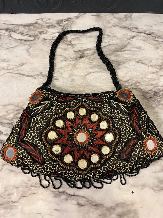 Beaded and mirrored handbag