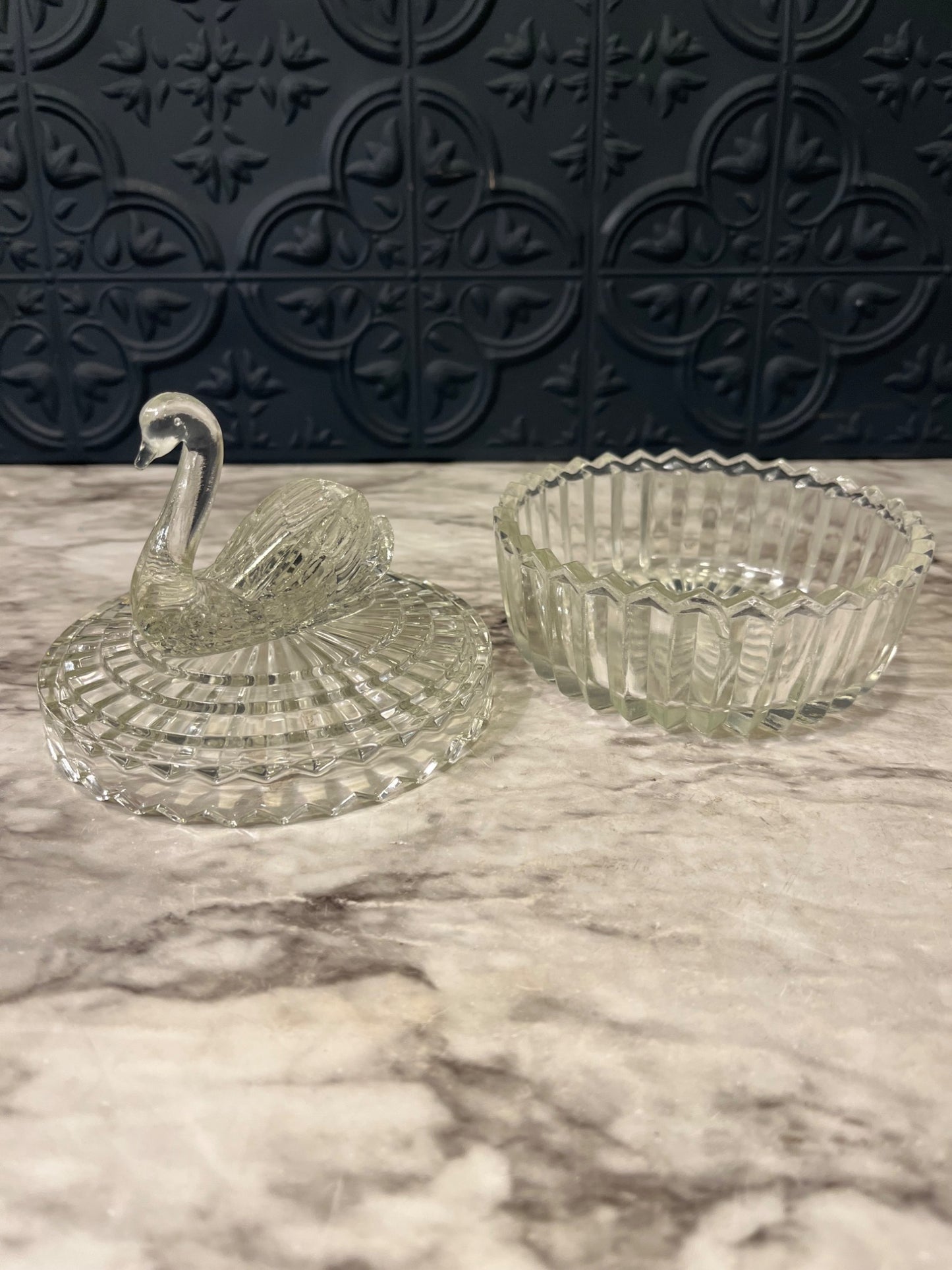 Glass Candy dish with Swan