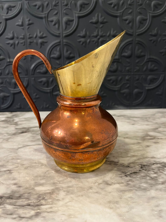 Copper and Brass Pitcher Made in Belgium