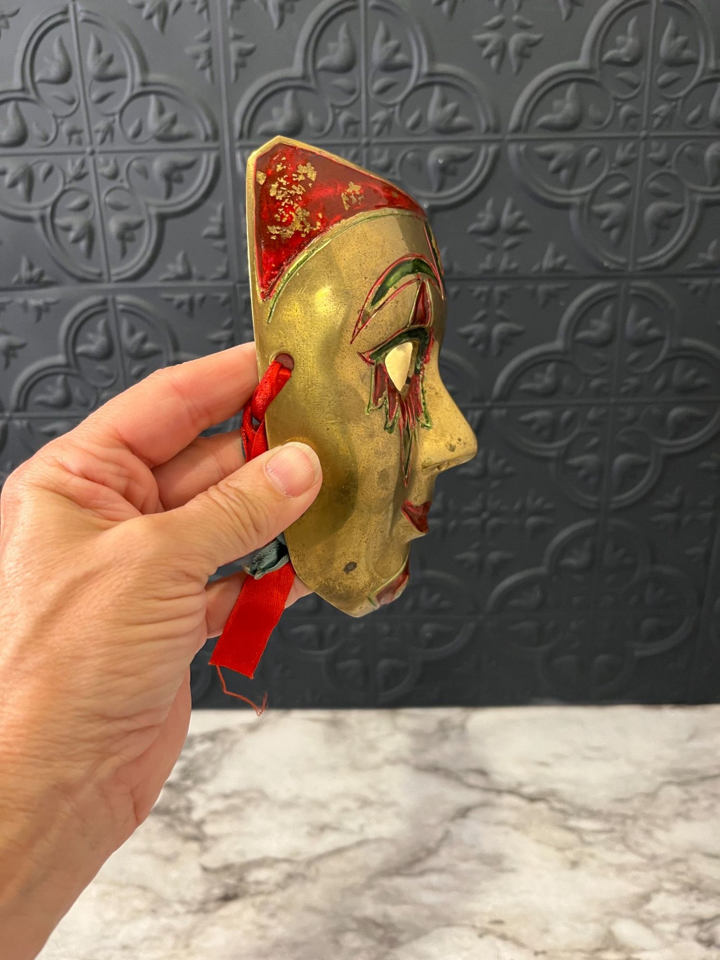 Brass hand Painted Mask