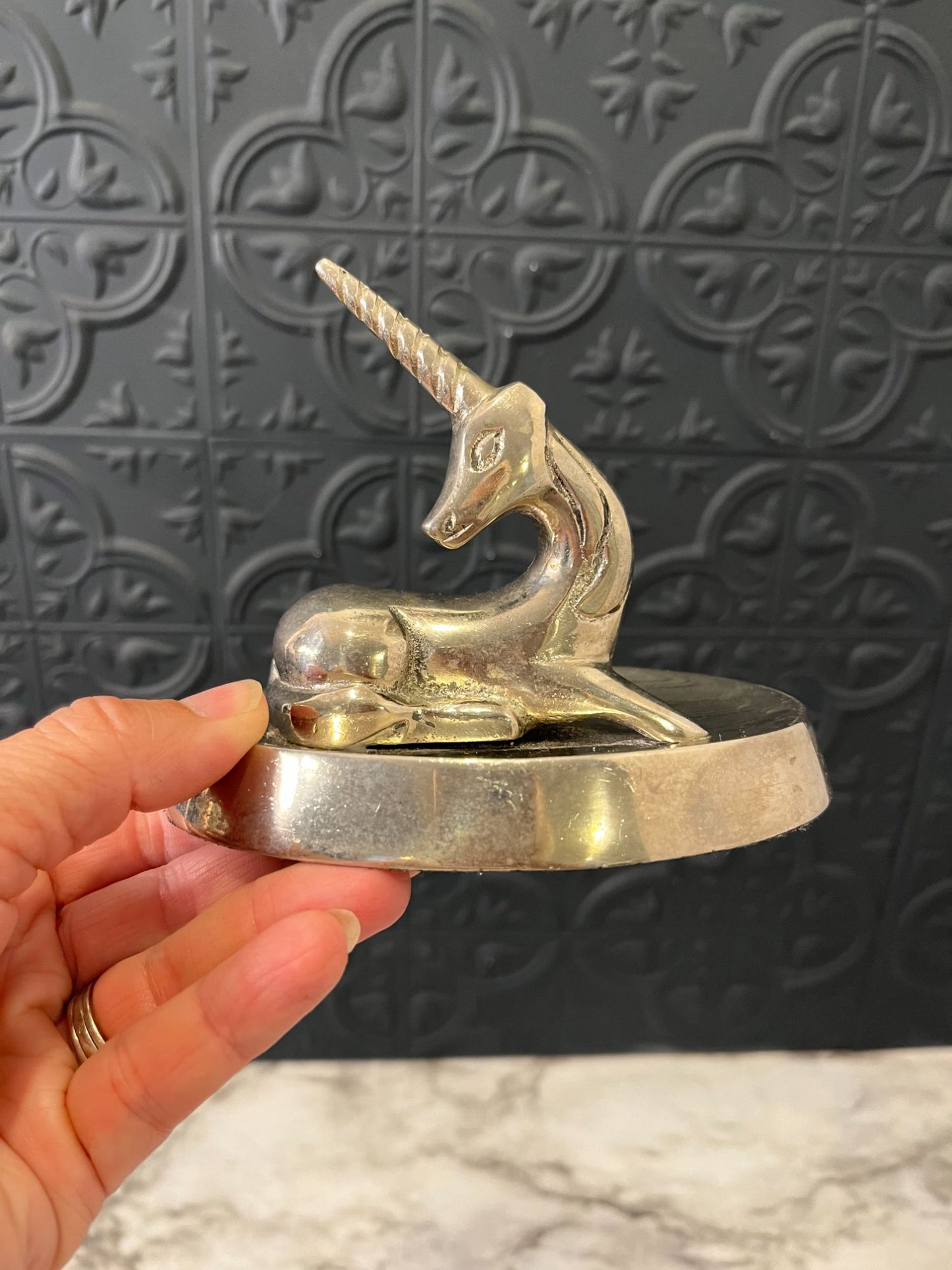 Silver  Colored Unicorn Dish