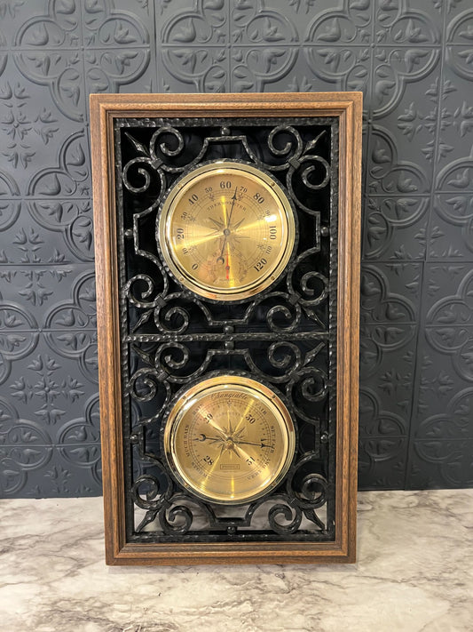 Barometer/Thermometer in  Brown and black Plastic