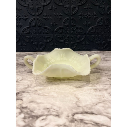 Fenton Satin uranium glass  Butterfly dish