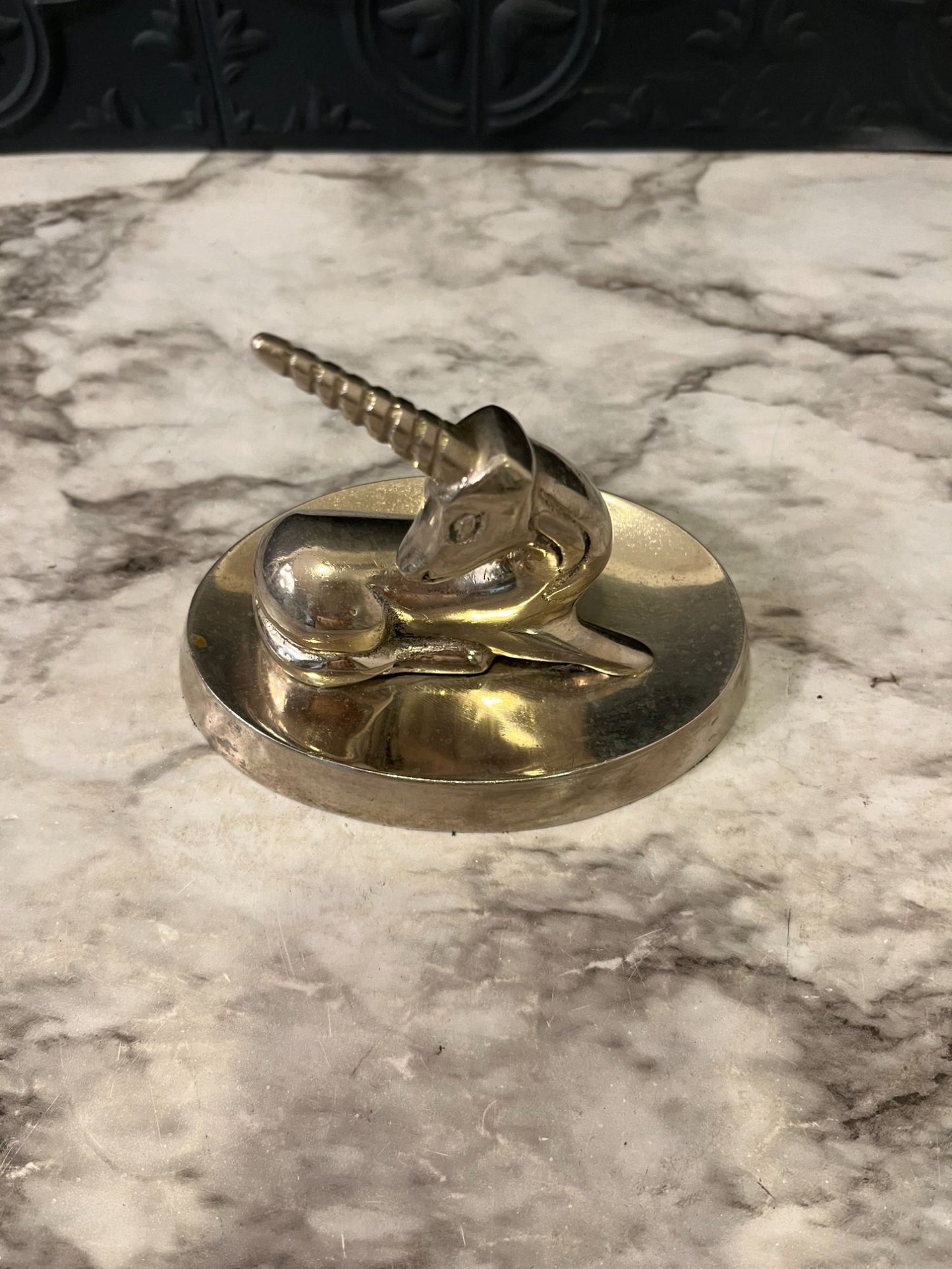 Silver  Colored Unicorn Dish