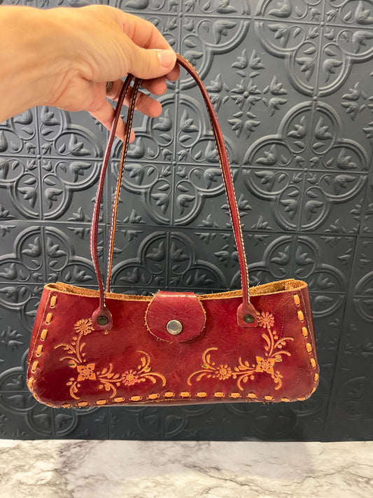 Red Leather Hand tooled purse