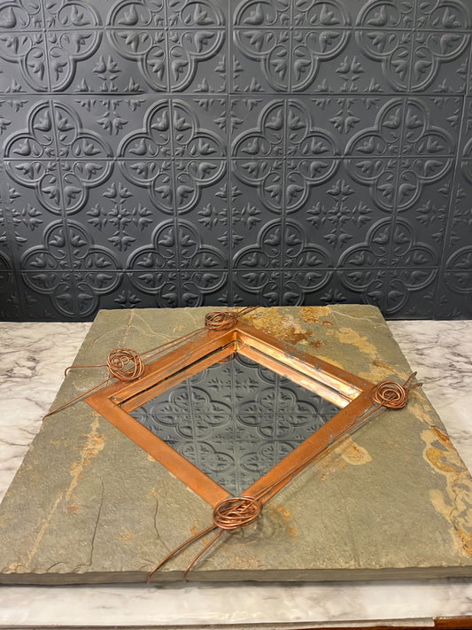 Stone Slate Mirror With Copper Detail