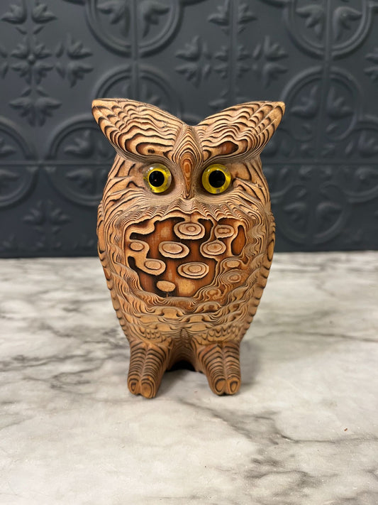 Hand Carved Wood Owl