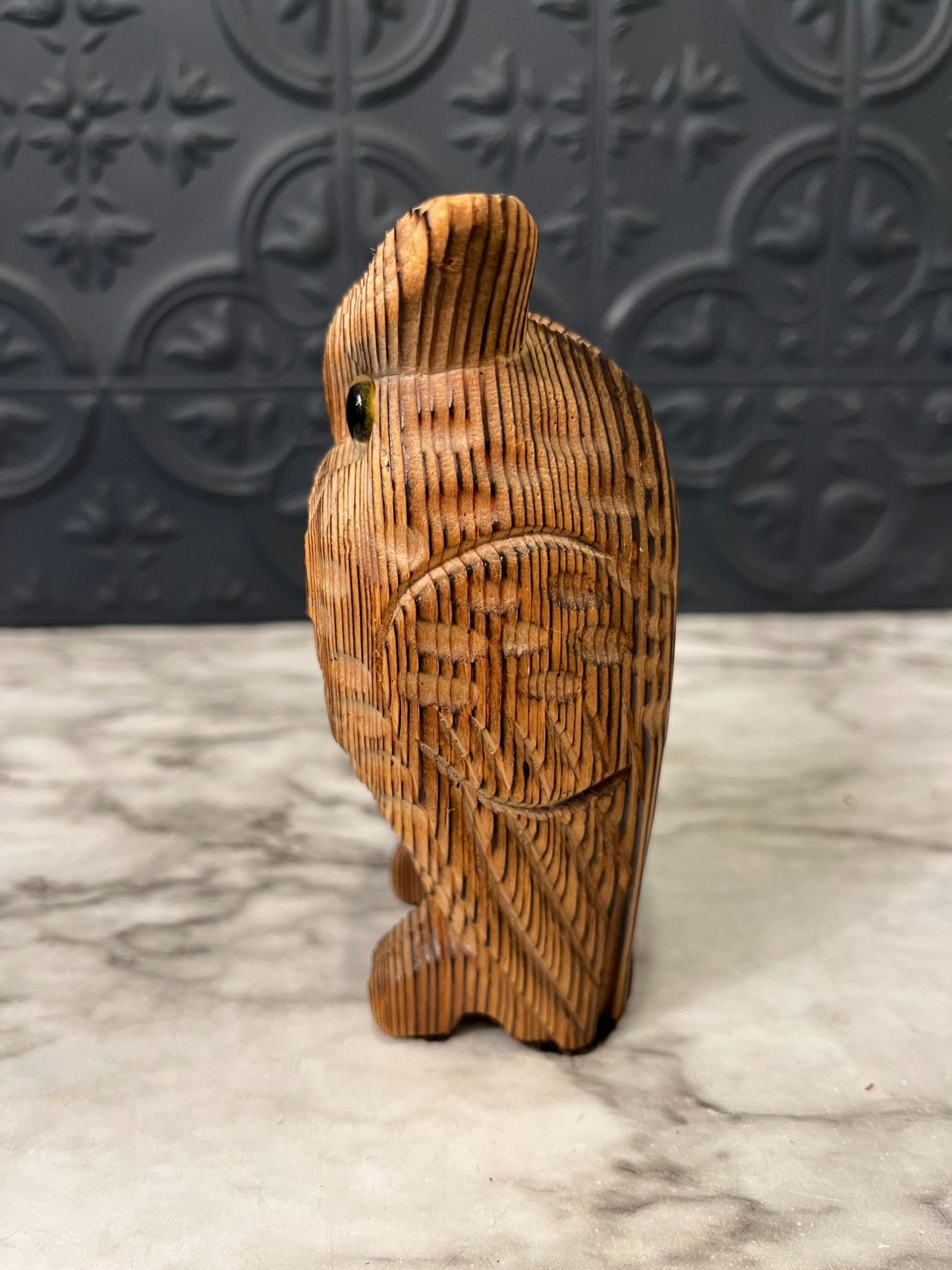 Hand Carved Wood Owl