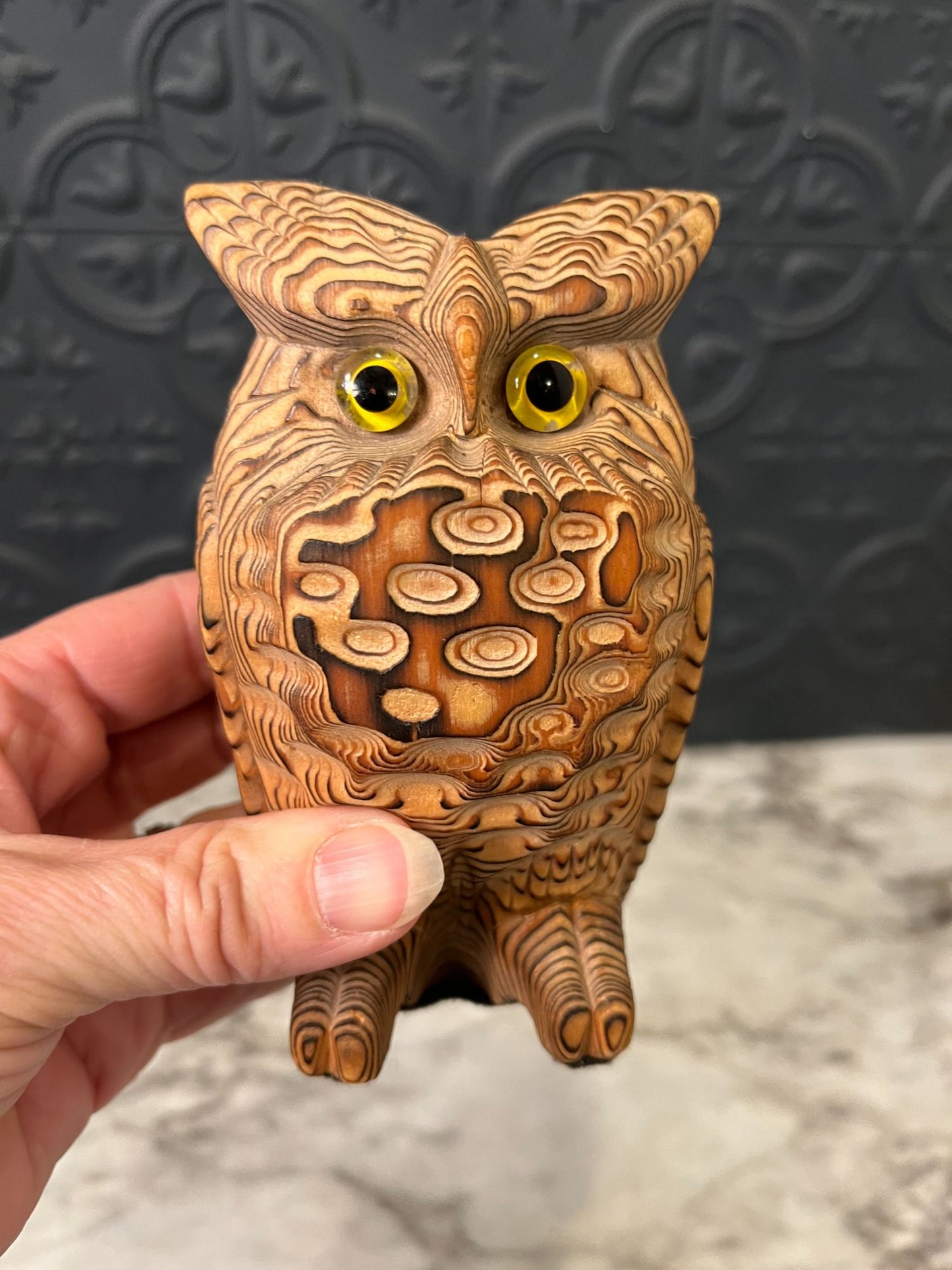 Hand Carved Wood Owl