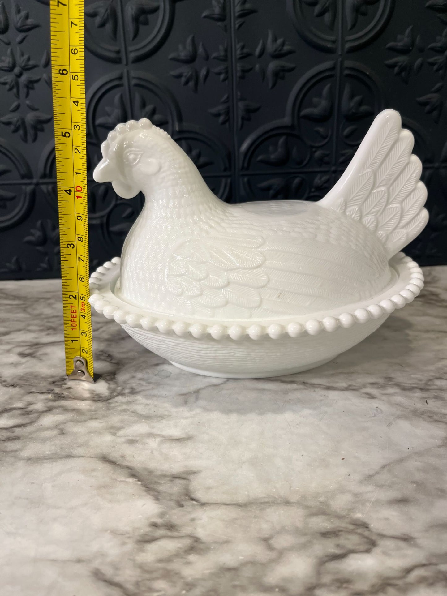 Milk Glass Hen on Nest