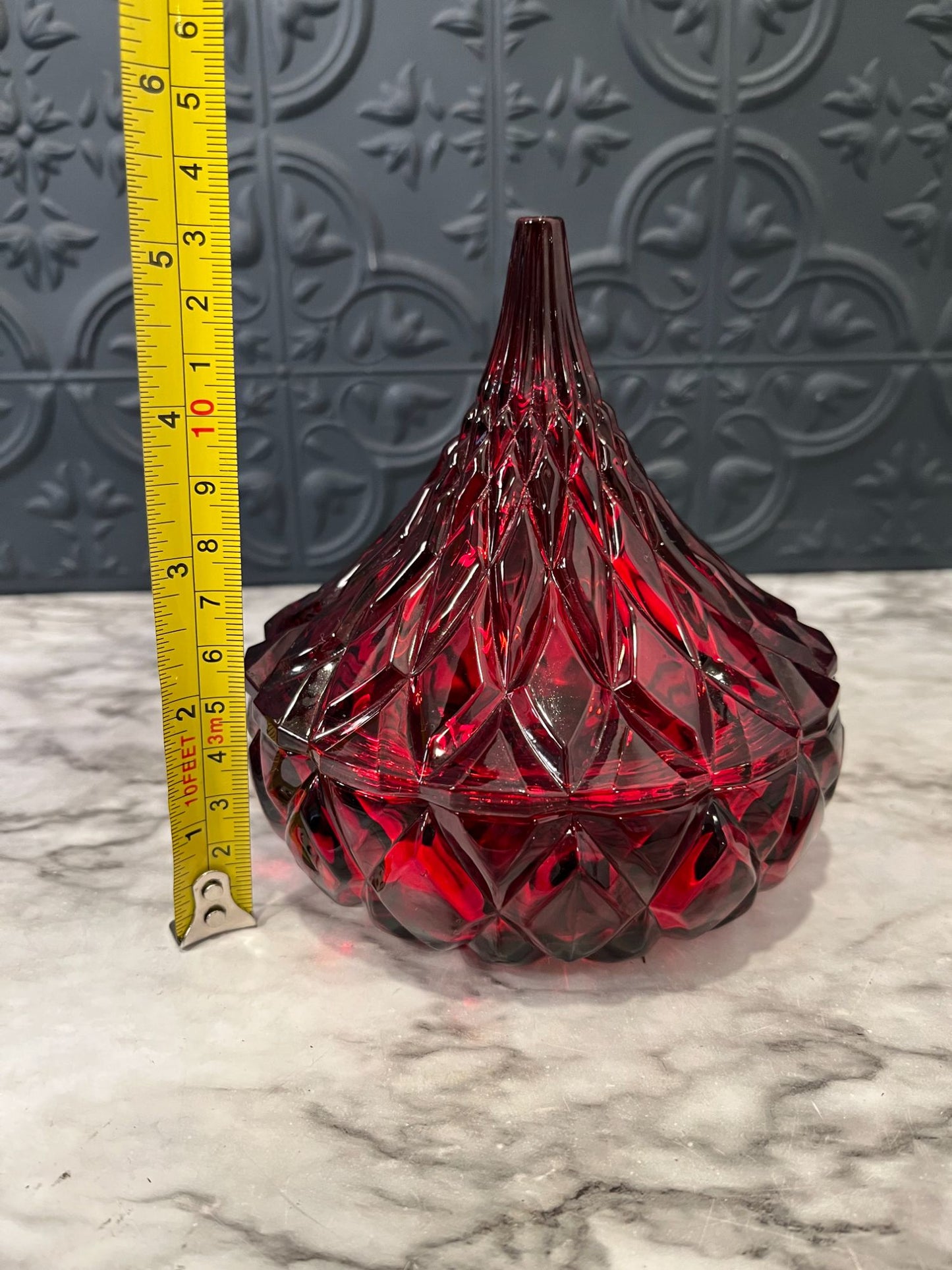 Ruby Red Crystal Hersheys Kiss Candy jar