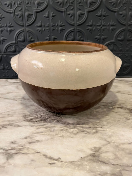 USA Cream and Brown Pottery Vase With Handles