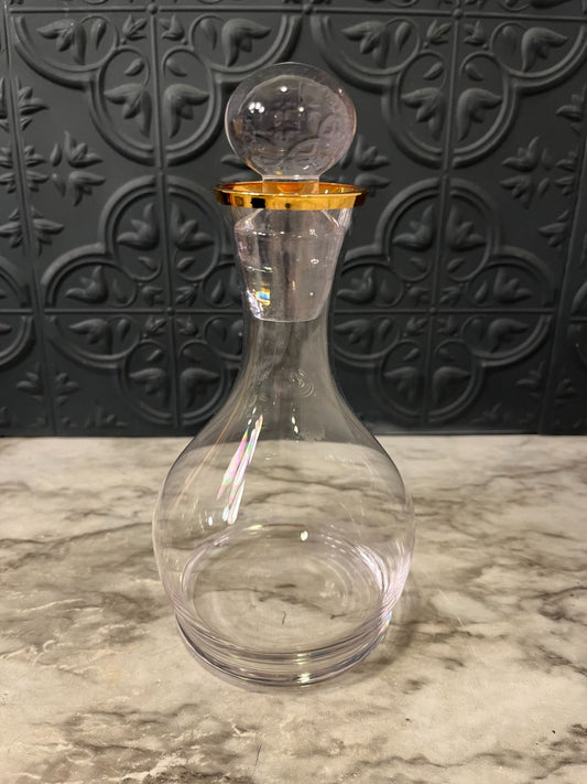 Small Glass Decanter With Gold Rim