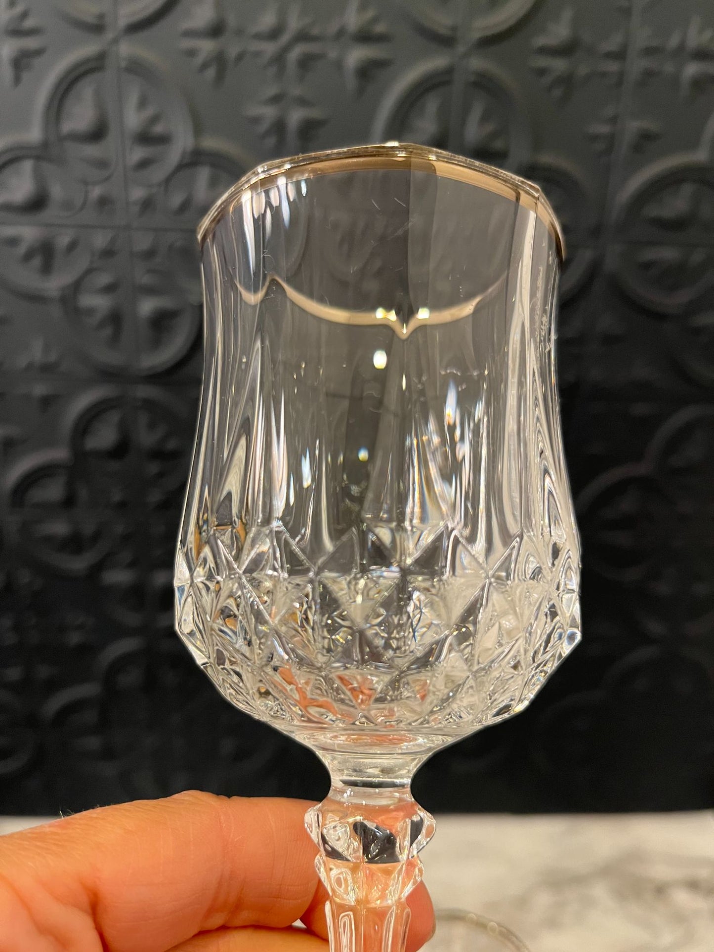 Crystal Wine Glasses With Silver Rim