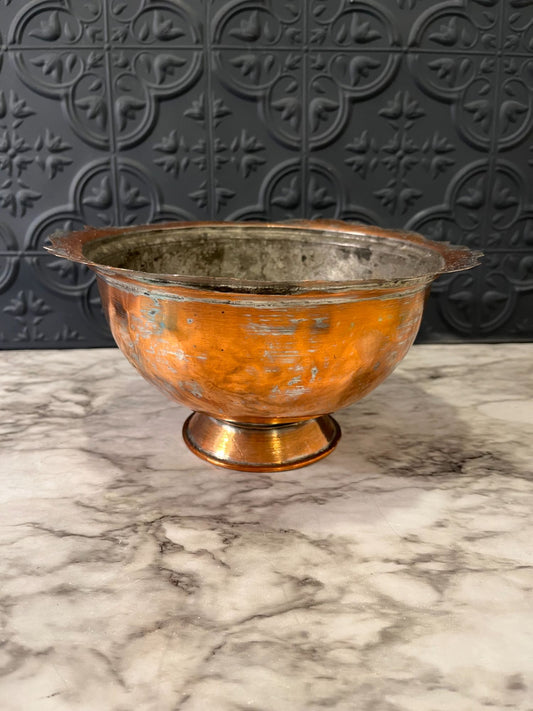 Turkish copper pedestal bowl