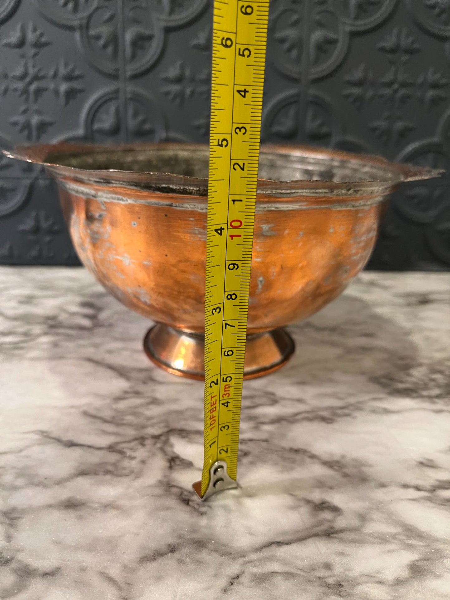 Turkish copper pedestal bowl