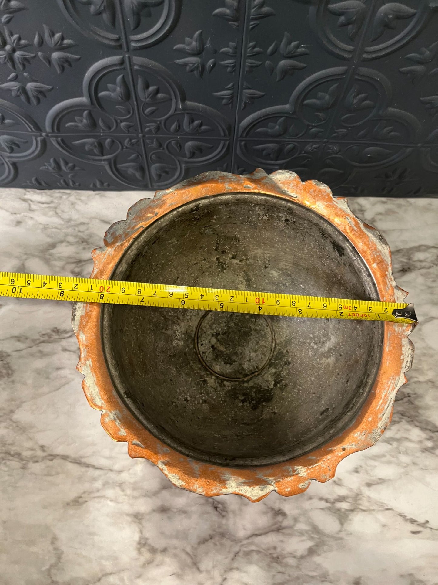 Turkish copper pedestal bowl