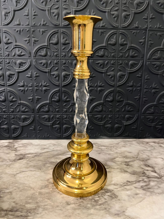 Brass Candle Holder With Lucite