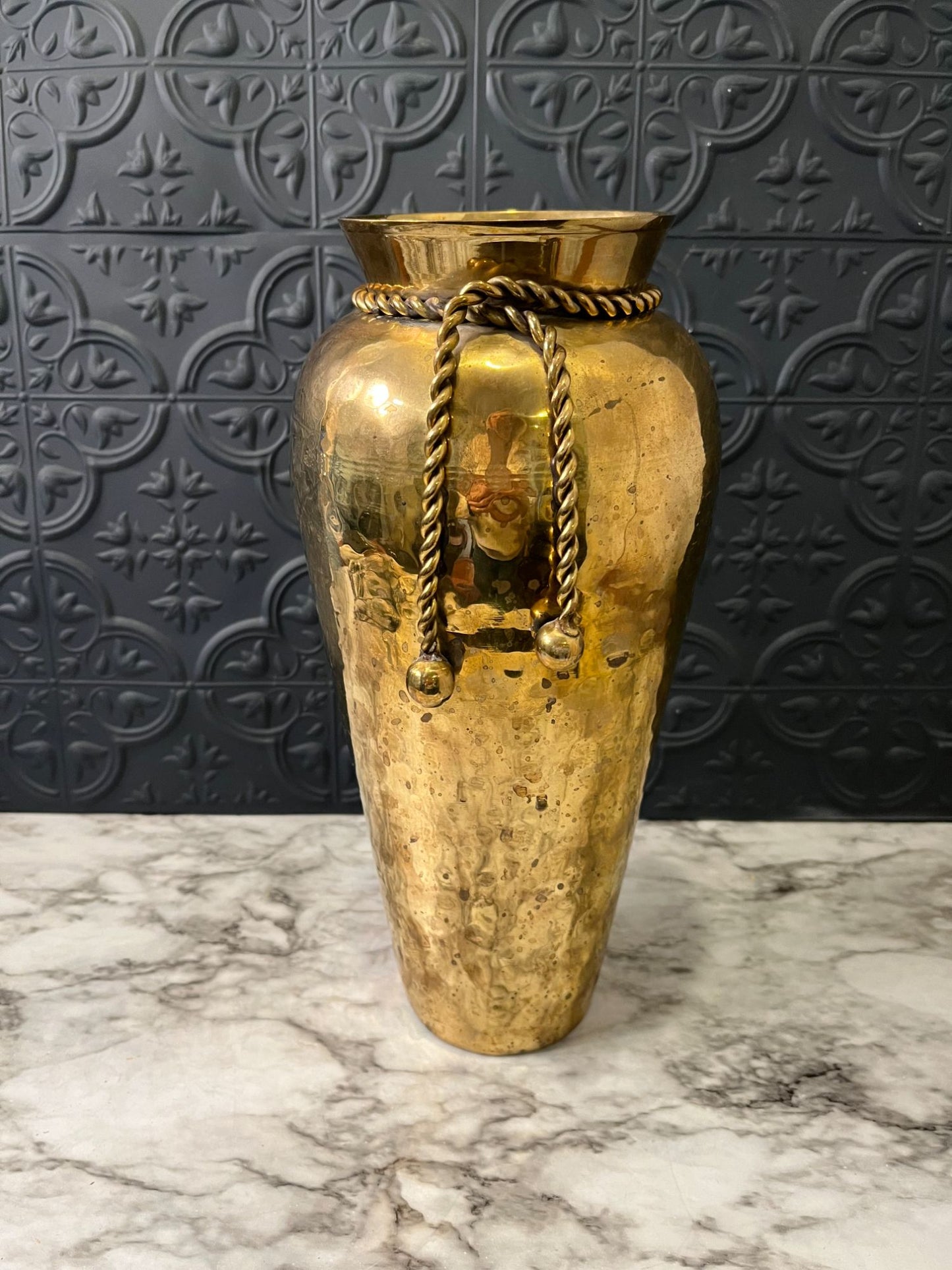 Large Brass Vase With Rope