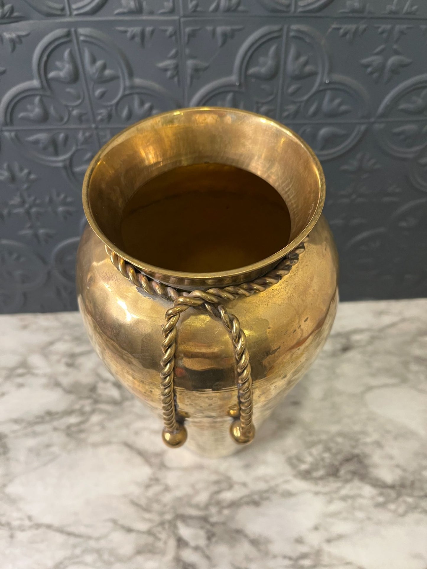 Large Brass Vase With Rope